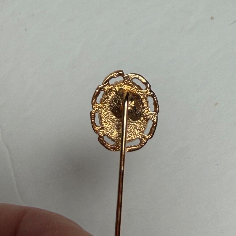 Vintage Genuine Opal Gold Tone Stick Pin Lapel Hat Pin 3" Original Empress Box - Picture 6 of 6